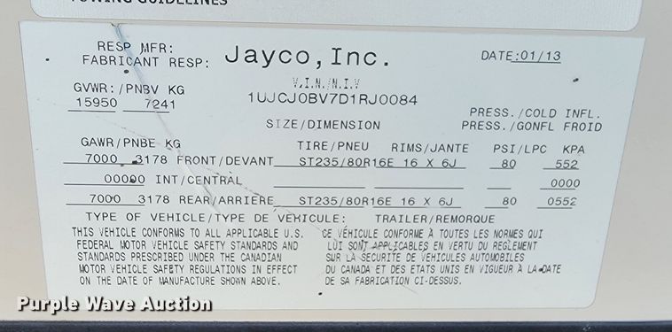 image for item ME9755 2013 Jayco Pinnacle  camper