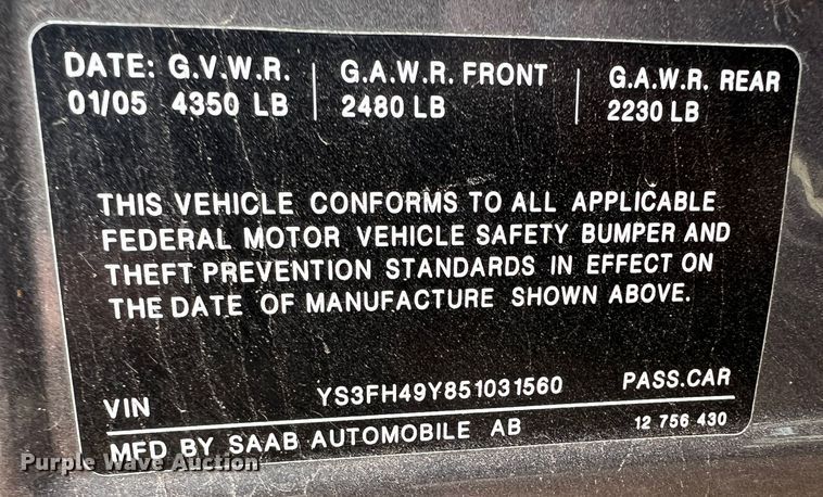 image for item MF9804 2005 Saab 9-3 Aero