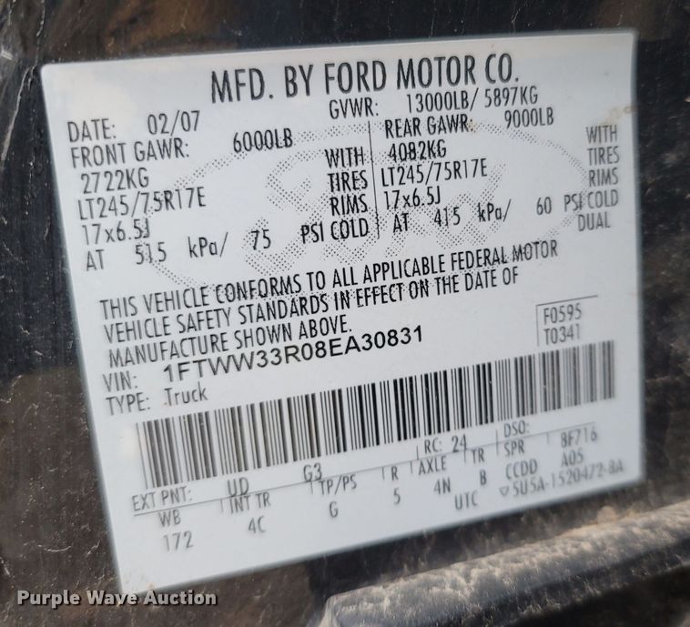 image for item MH9764 2008 Ford F350 Super Duty  Crew Cab pickup truck