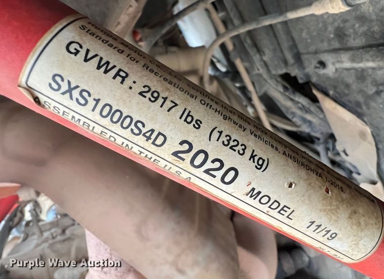 image for item MM9036 2020 Honda Talon 1000X4  utility vehicle