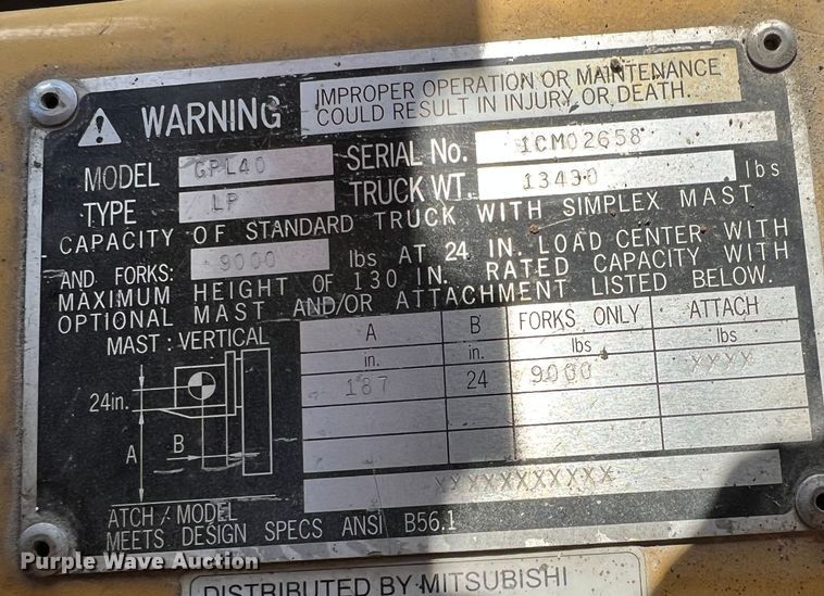 image for item MM9089 Caterpillar GPL40  forklift