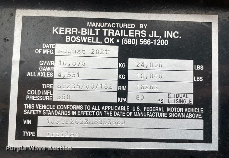 image for item MM9292 2018 Kerr-Bilt  tilt deck equipment trailer