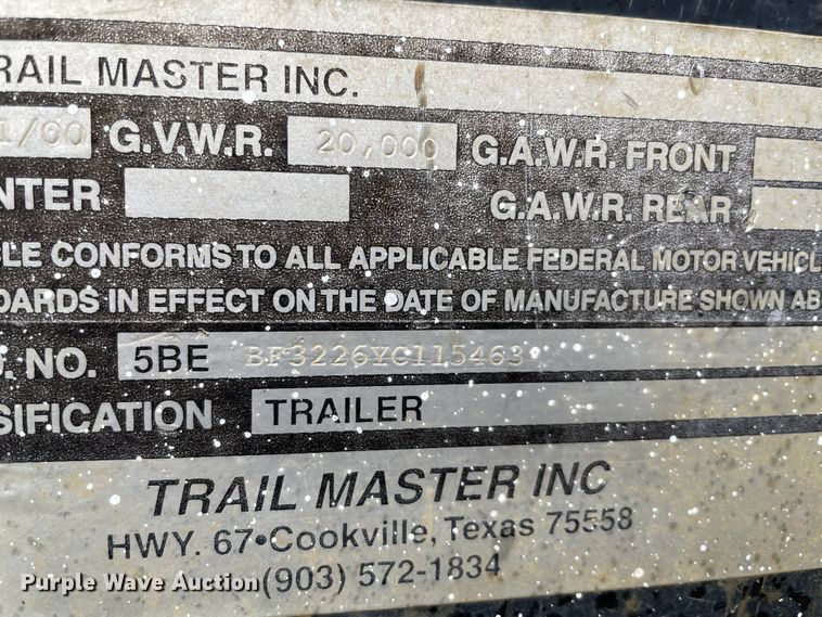 image for item MM9293 2000 Trail Master  equipment trailer