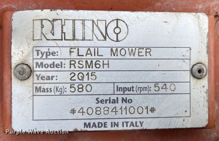 image for item MW9492 Rhino RSM6H  flail mower