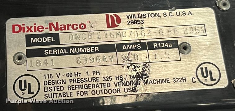 image for item MW9518 Dixie-Narco DNCB276MC/162-6PE2369  vending machine