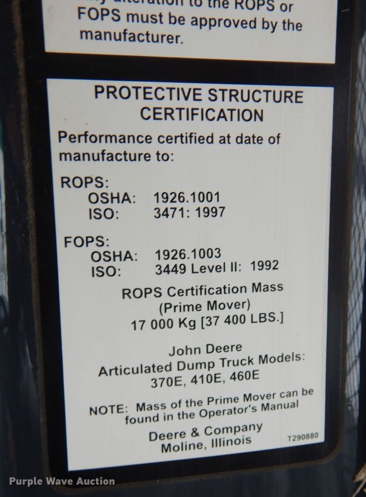 image for item AF9272 2012 John Deere 460E  haul truck