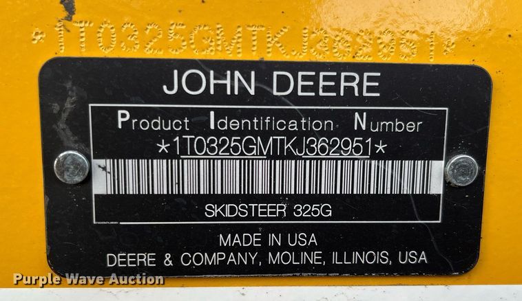 image for item DG5418 2019 John Deere 325G  tracked skid steer loader