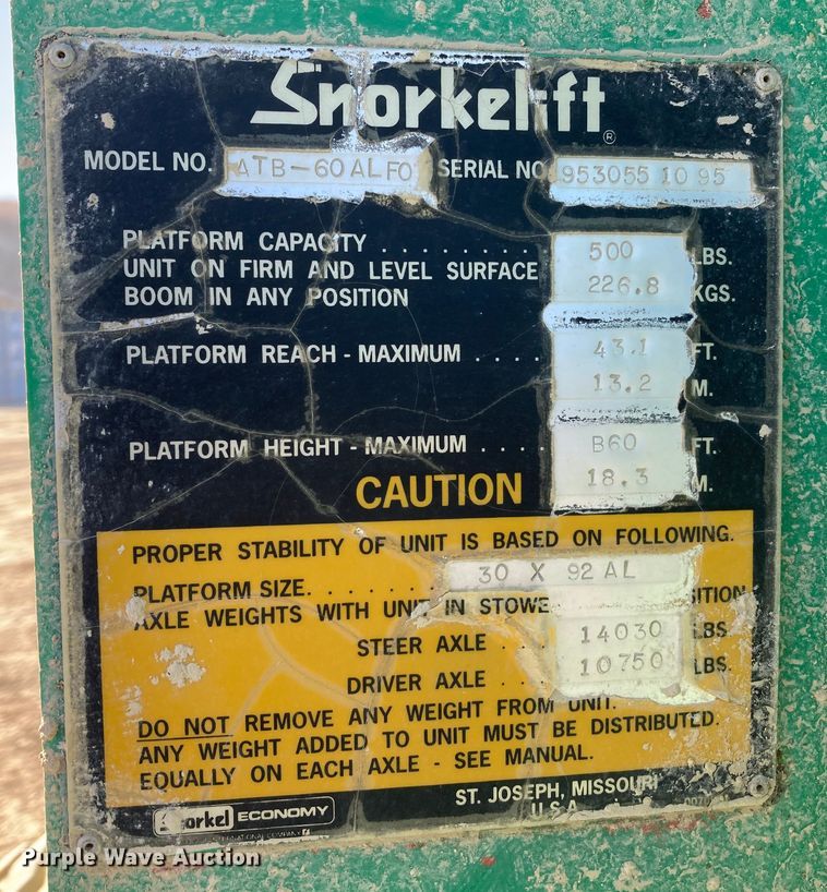 image for item DJ6151 1995 Snorkelift ATB-60ALFO  boom lift