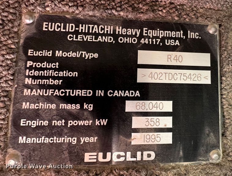 image for item DJ6156 1995 Euclid R40  haul truck