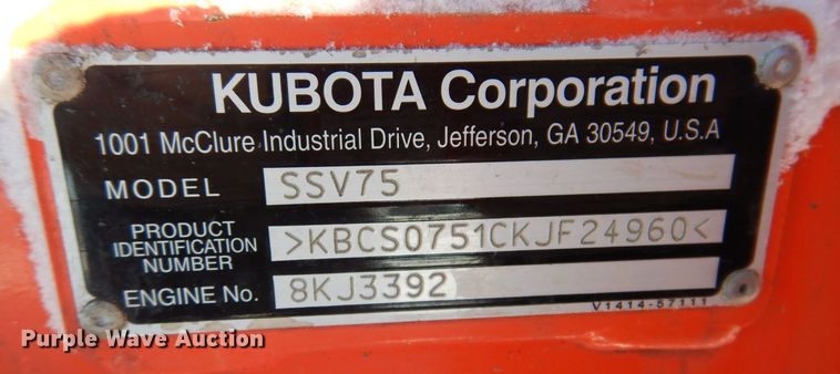image for item DK5150 2019 Kubota SSV75  skid steer loader