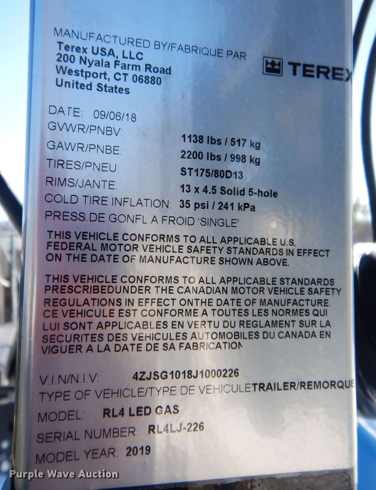 image for item DK5153 2019 Terex RL4 LED  light plant