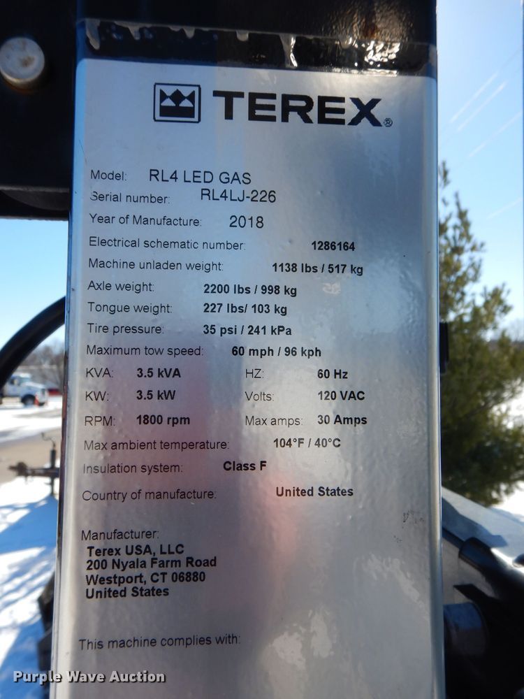 image for item DK5153 2019 Terex RL4 LED  light plant