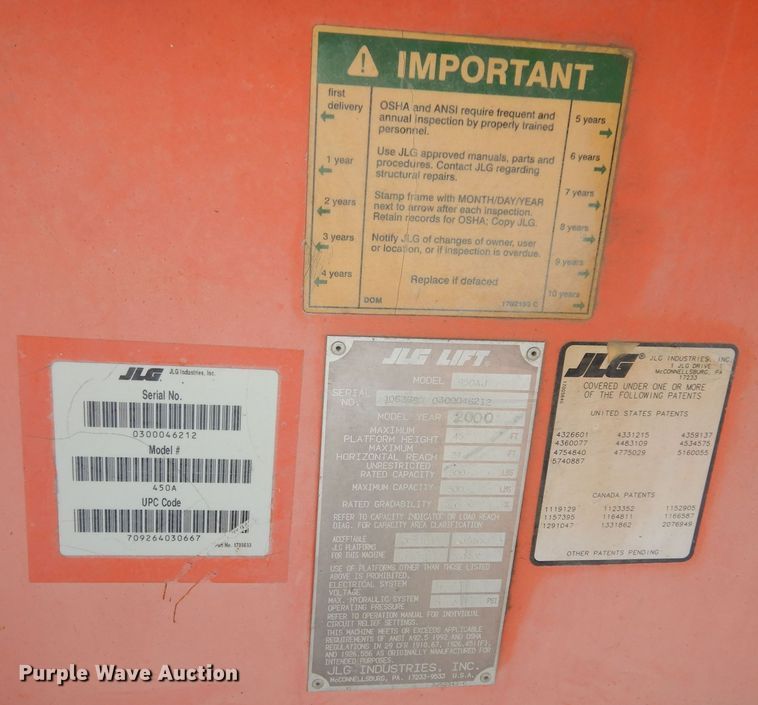 image for item DK7610 2000 JLG 450AJ  boom lift