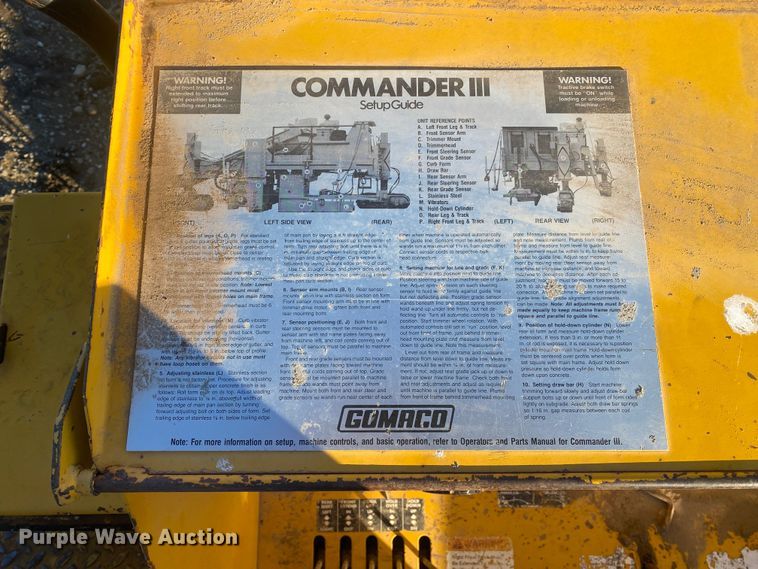 image for item DN8162 Gomaco Commander III GT6300  slip form paver