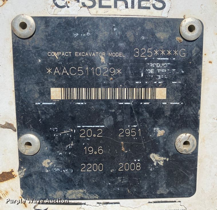 image for item DN8191 2008 Bobcat 325G  mini excavator