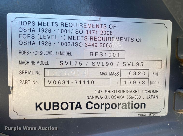 image for item DN8192 Kubota SVL75  tracked skid steer loader