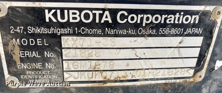 image for item DN8193 2016 Kubota KX71-3S  mini excavator