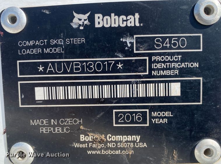 image for item DN8194 2016 Bobcat S450  skid steer loader