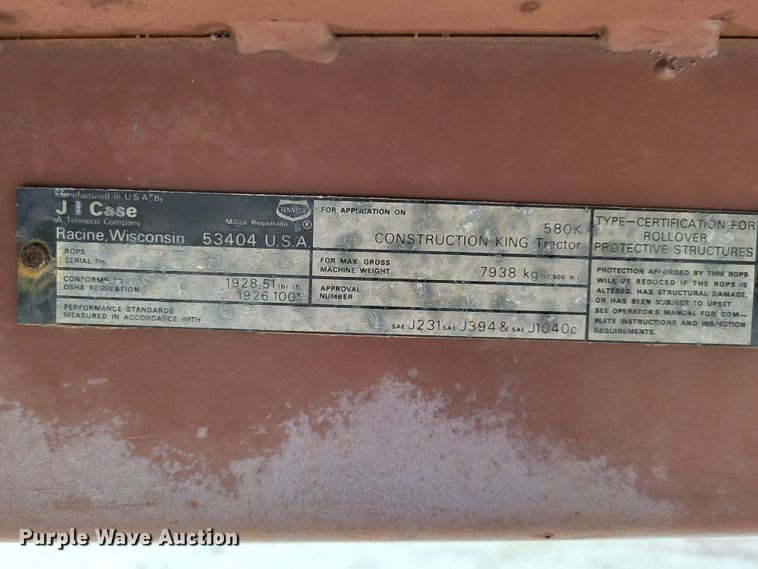 image for item DO3572 1987 Case 580K  backhoe