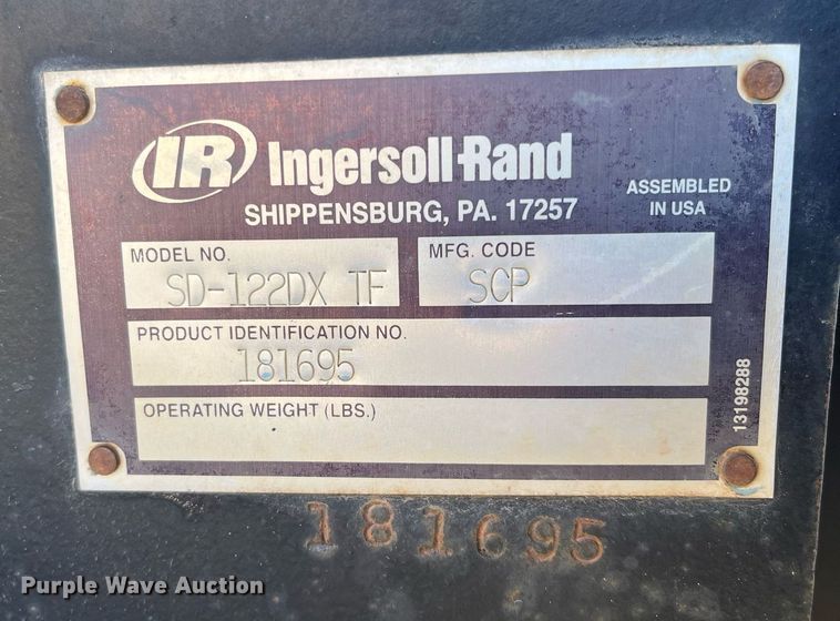 image for item DQ4082 2005 Ingersoll Rand SD-122DX TF  single drum vibratory roller