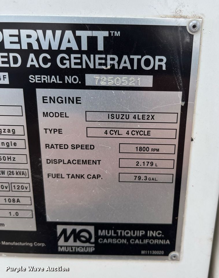 image for item DQ4091 2014 Multiquip Whisperwatt DCA-45SSIU4F  generator
