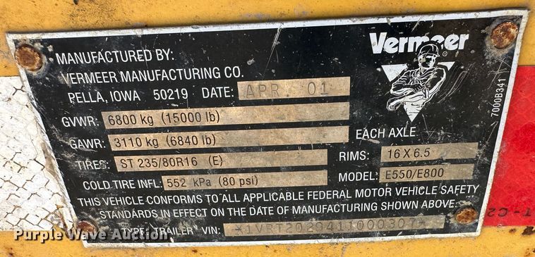 image for item DR7493 2001 Vermeer E550  vacuum excavator