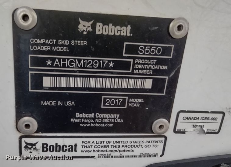 image for item DR8184 2017 Bobcat S550  skid steer loader