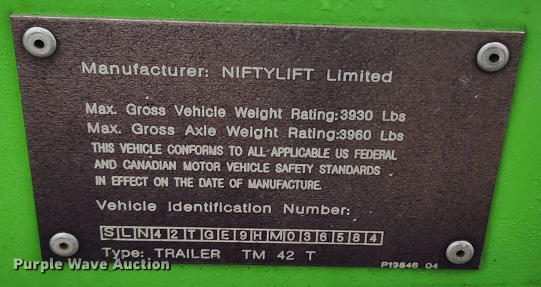 image for item JB9632 2017 Nifty TM42T  boom lift