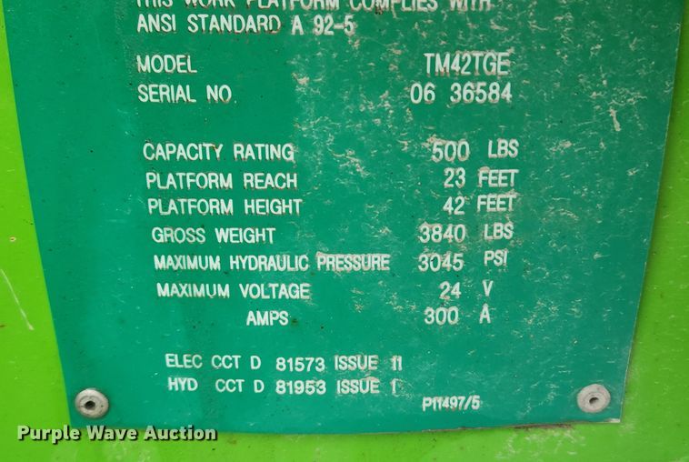 image for item JB9632 2017 Nifty TM42T  boom lift