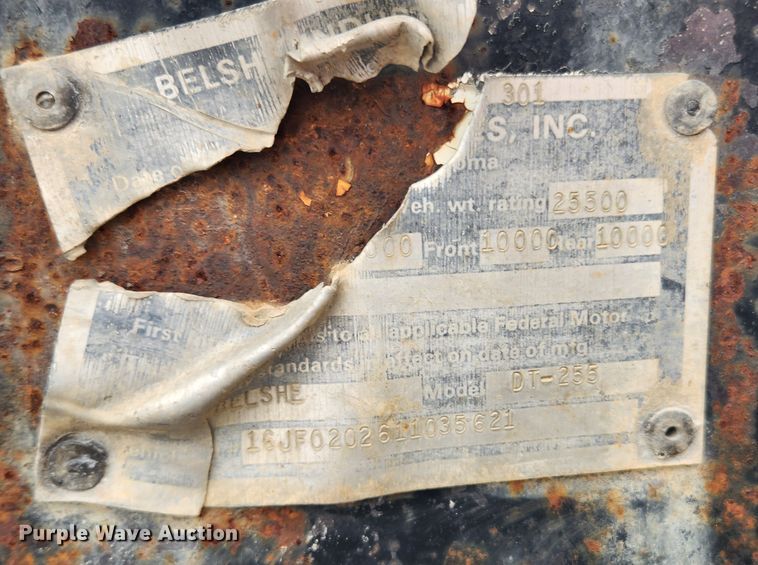 image for item JB9645 2001 Belshe DT-255  equipment trailer