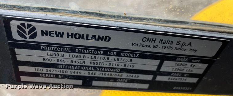 image for item JW9156 2013 New Holland B95C  backhoe