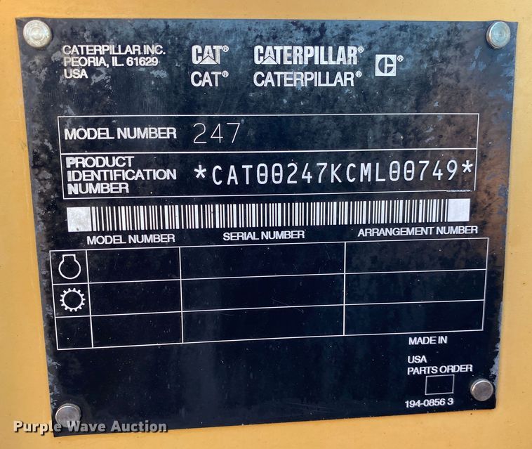 image for item JW9170 2003 Caterpillar 247  tracked skid steer loader