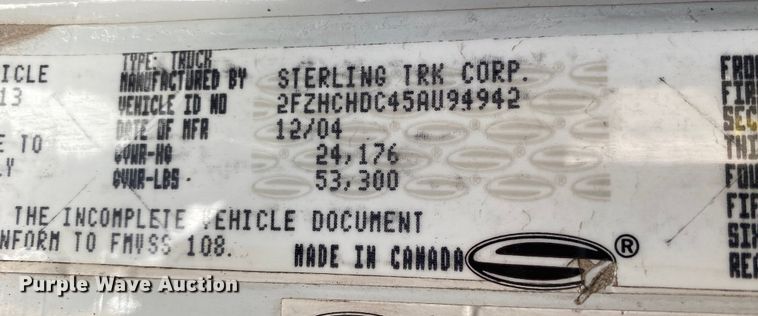 image for item JW9181 2005 Sterling Actera  utility / service truck