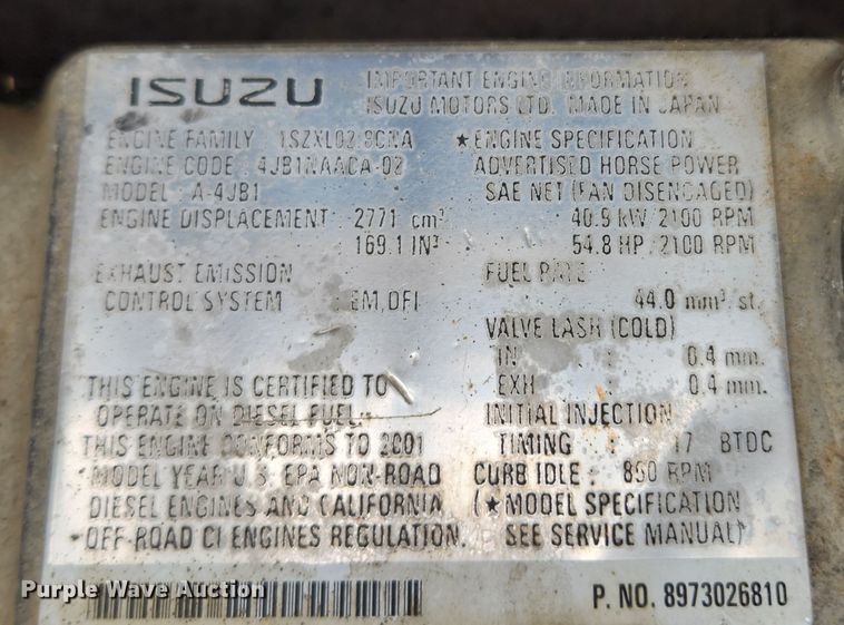 image for item KT9444 2001 Kobelco SK80CS  mini excavator