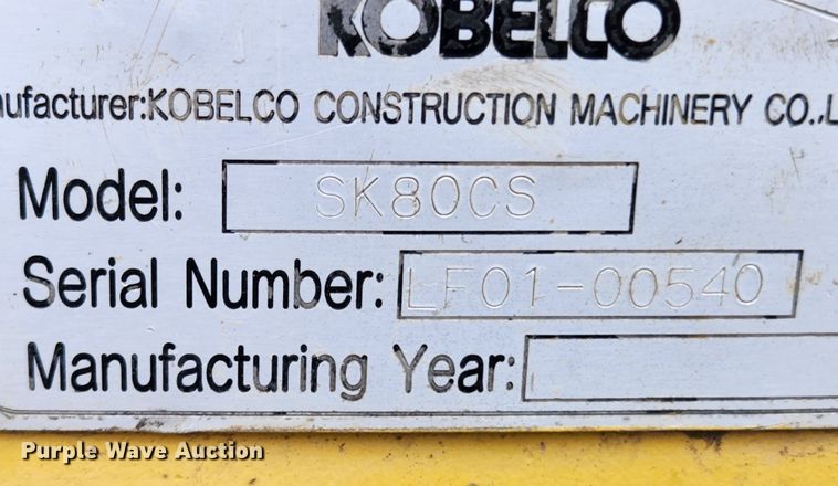 image for item KT9444 2001 Kobelco SK80CS  mini excavator