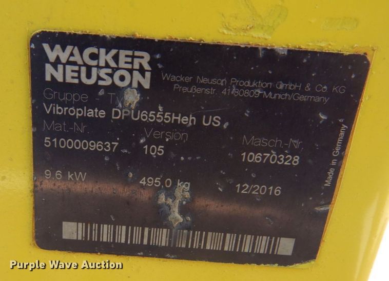 image for item KU9744 Wacker Neuson DPU6555  plate compactor