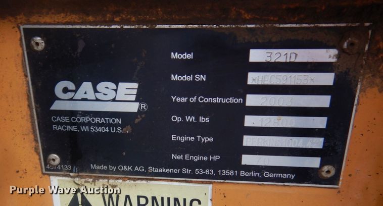 image for item KU9760 2003 Case 321D  wheel loader