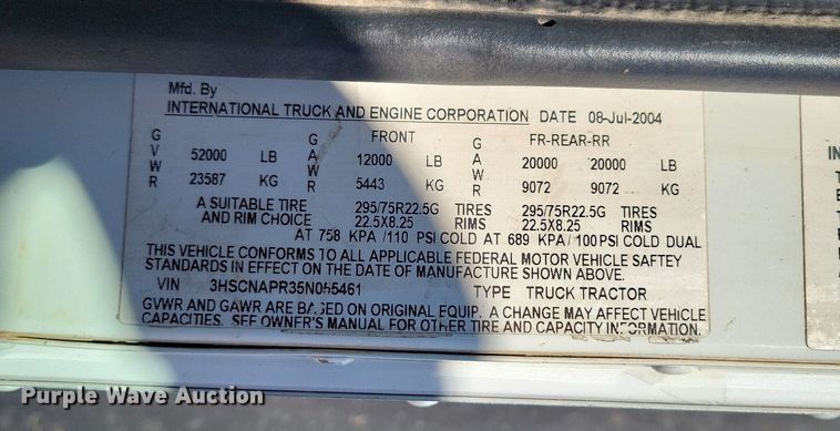 image for item LG9508 2005 International 9400i  dump truck with trailer