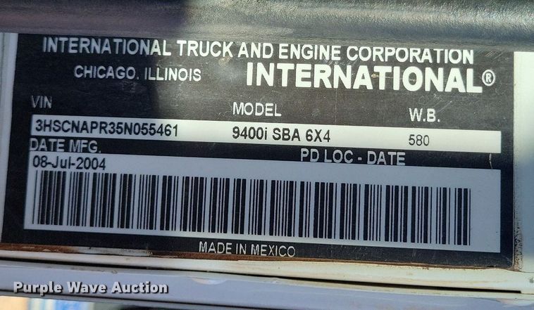 image for item LG9508 2005 International 9400i  dump truck with trailer