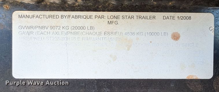image for item LP9207 2008 Lone Star  equipment trailer