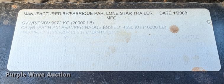 image for item LP9207 2008 Lone Star  equipment trailer