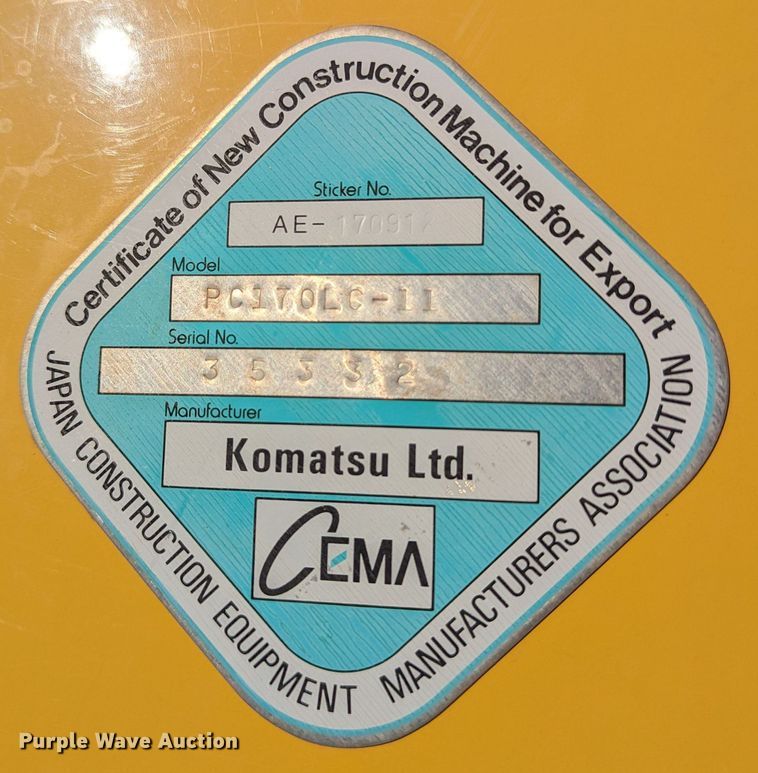 image for item LP9208 2018 Komatsu PC170LC-11  excavator