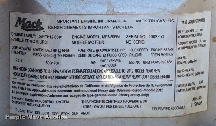 image for item LP9209 2013 Mack GU813  vacuum truck