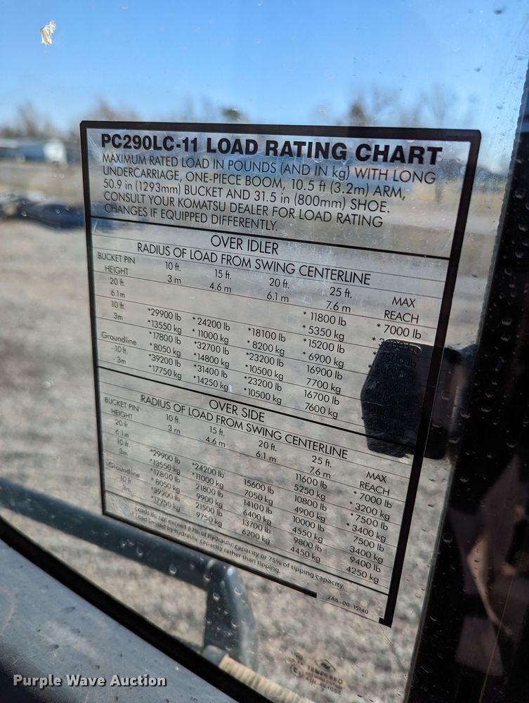 image for item LP9210 2017 Komatsu PC290LC-11  excavator