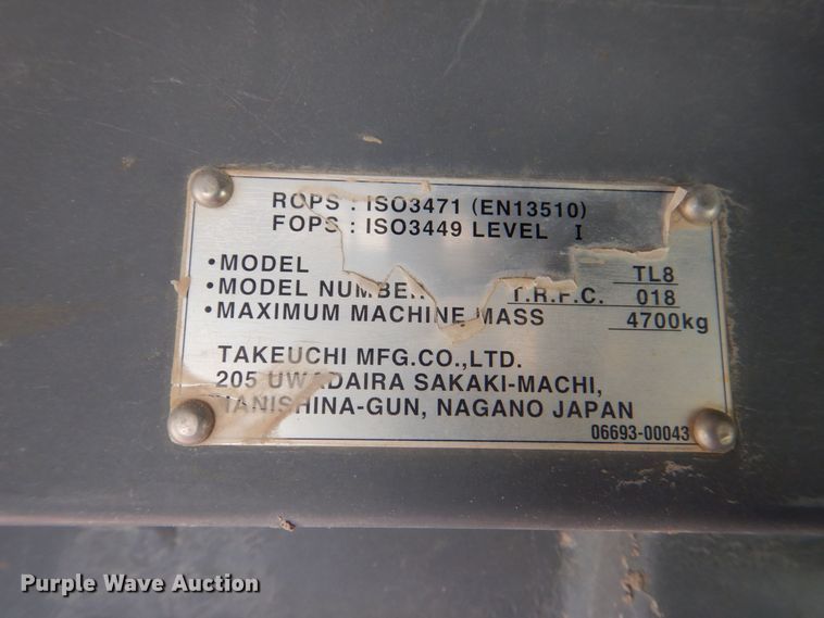 image for item MC9798 2014 Takeuchi TL8  tracked skid steer loader