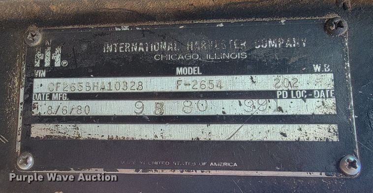 image for item ME9730 1981 International F-2654  crane truck