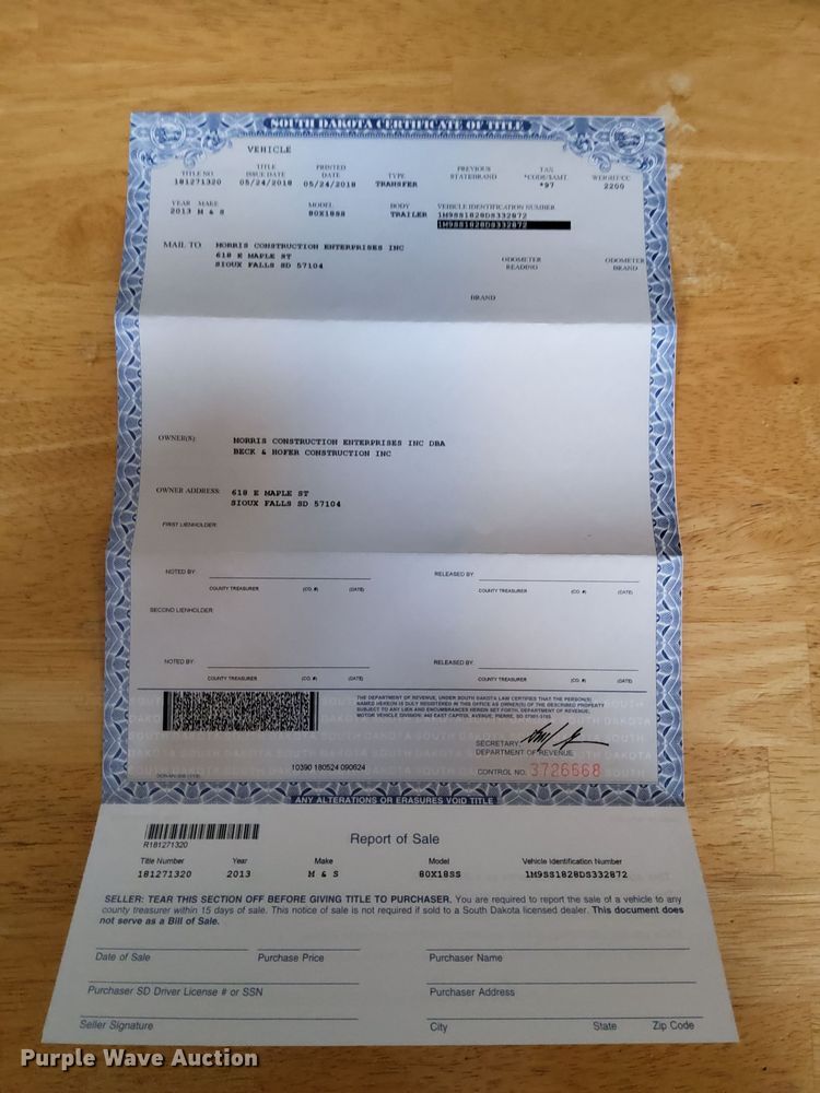 image for item ME9747 2013 M&S  equipment trailer