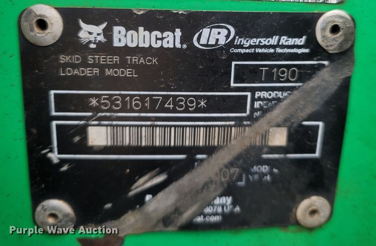 image for item MH9768 2007 Bobcat T190  tracked skid steer loader