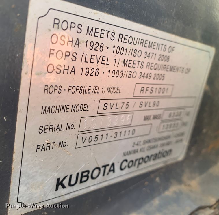 image for item MM9735 2014 Kubota SVL90-2  tracked skid steer loader