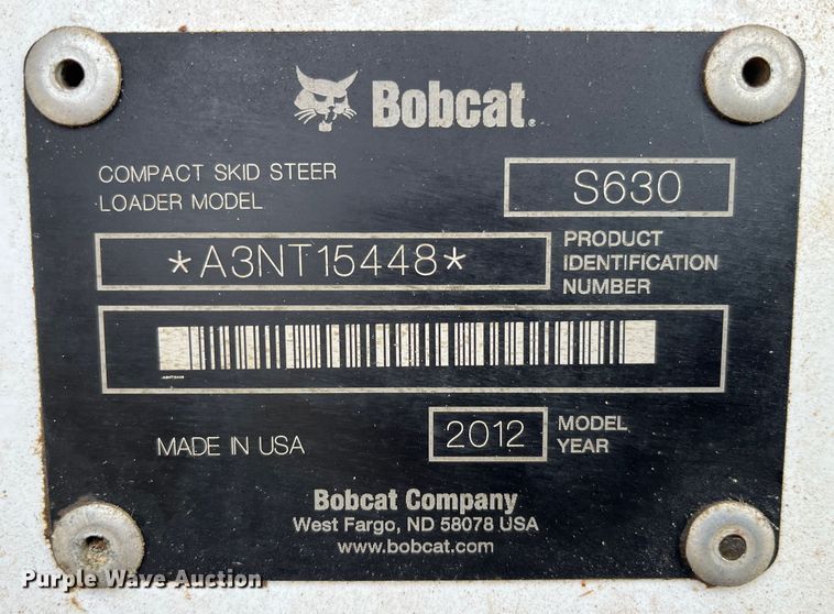 image for item MW9501 2012 Bobcat S630  skid steer loader